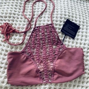 New acacia orchid crochet panama bikini top swim S